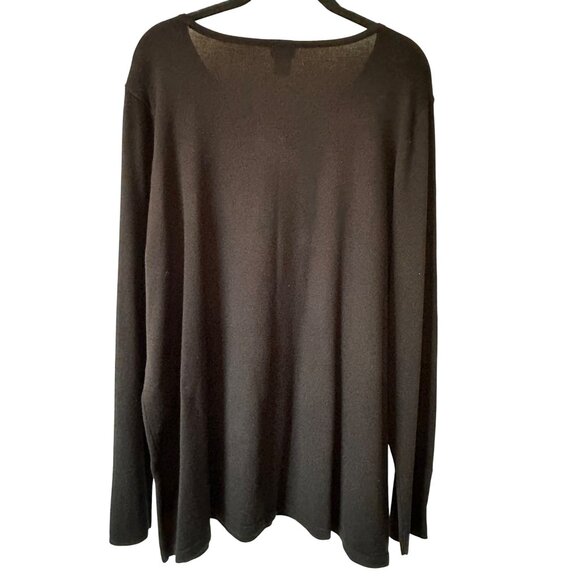 Black Long Sleeve Sweater Size XXL Rayon & Polyester Blend - Picture 2 of 4